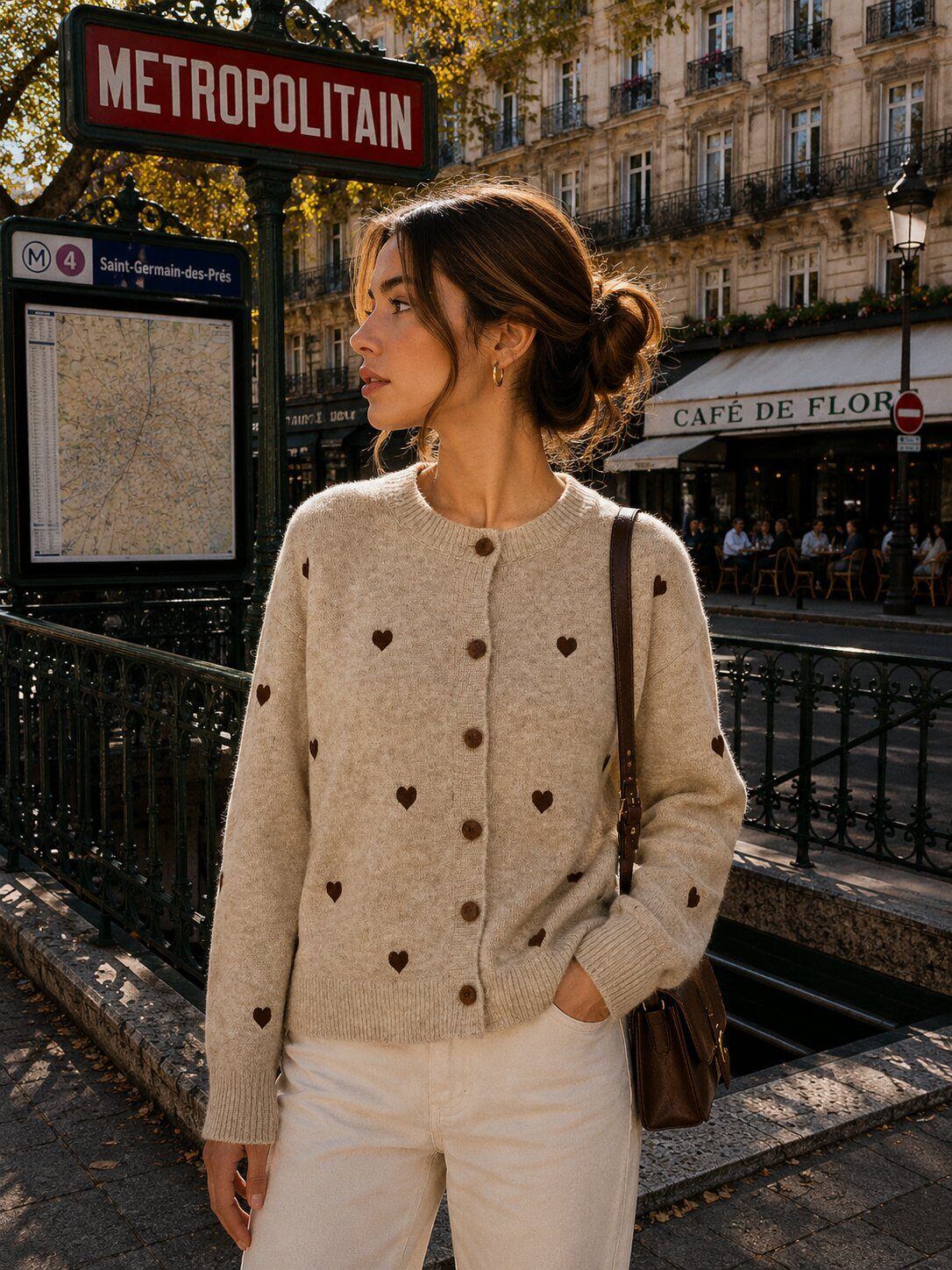 Grossista By Clara - Cardigan in maglia con motivi a cuori