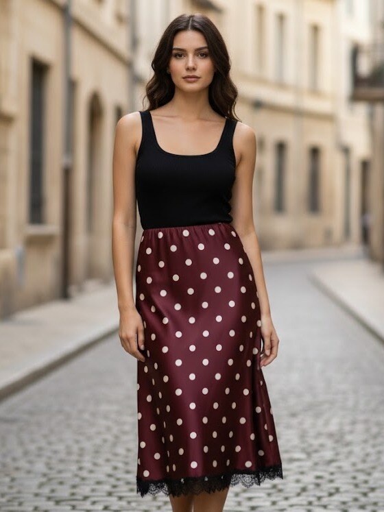 Wholesaler By Clara - Elegant Polka Dot Skirt
