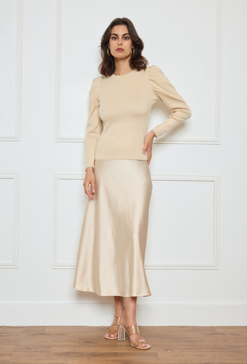 Wholesaler By Clara - Midi satin skirt - Elegant Burgundy