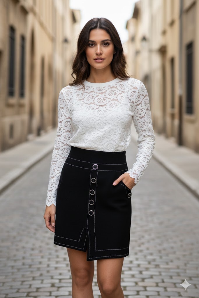 Wholesaler By Clara - Asymmetrical Button Skirt