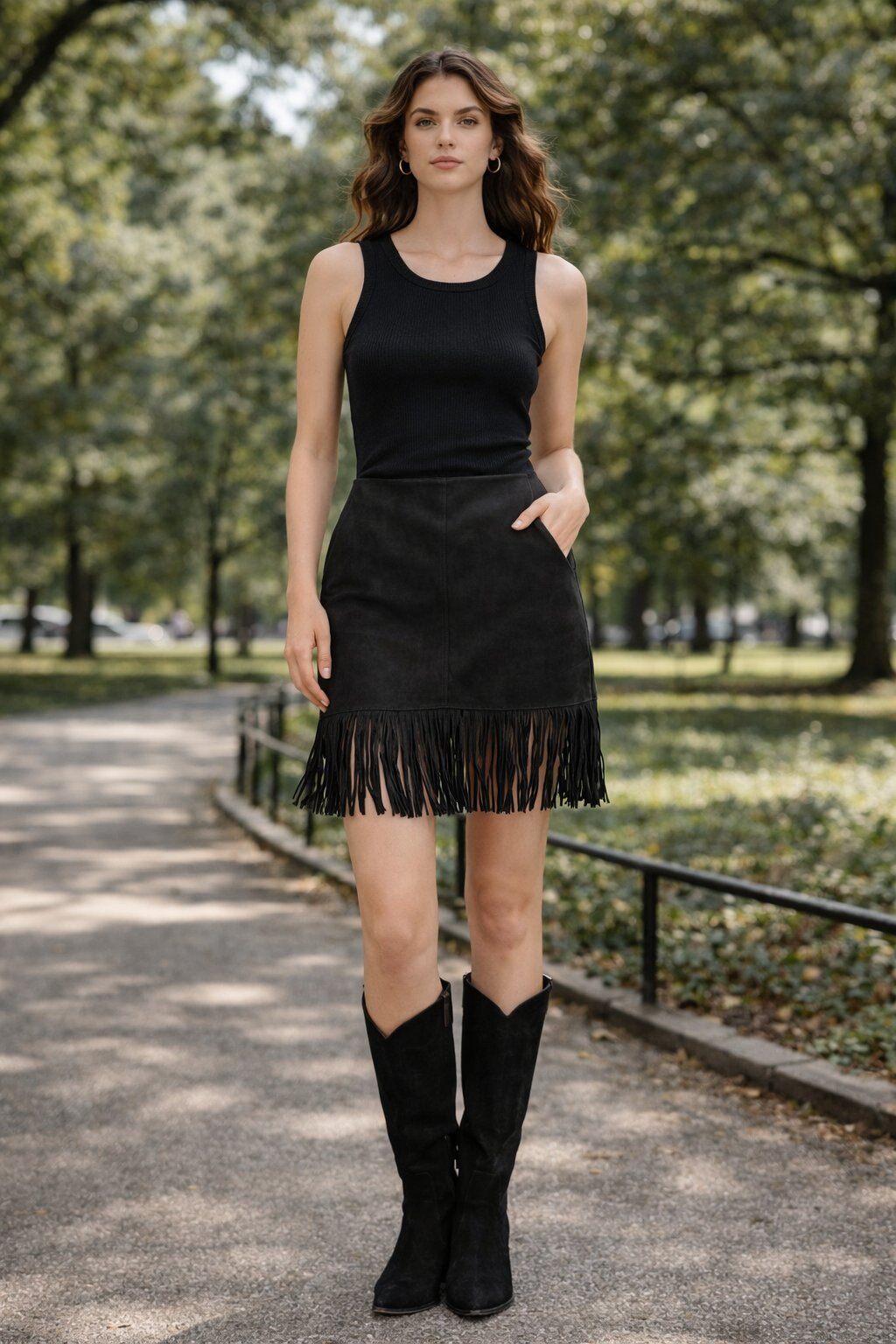 Wholesaler By Clara - Suede skirt with fringes