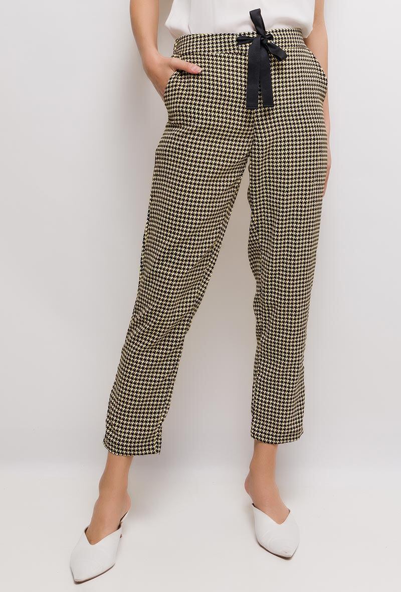 Grossiste By Clara - Pantalon fluide imprimé pied de poule