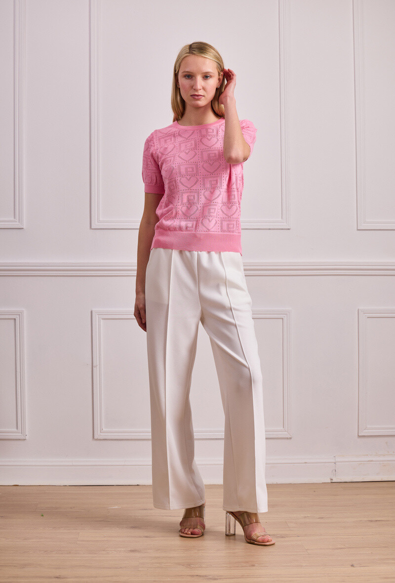 Wholesaler By Clara - Pantalon de Jogging Taille Haute à Cordon et Jambe Droite
