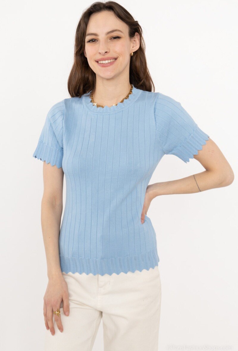Wholesaler By Clara - Ruffled pleated knit TOP MAILLE
