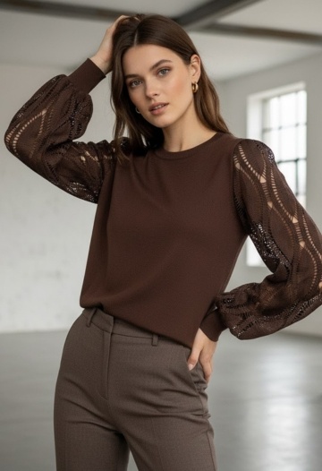 Grossista By Clara - Maglione con maniche in pizzo