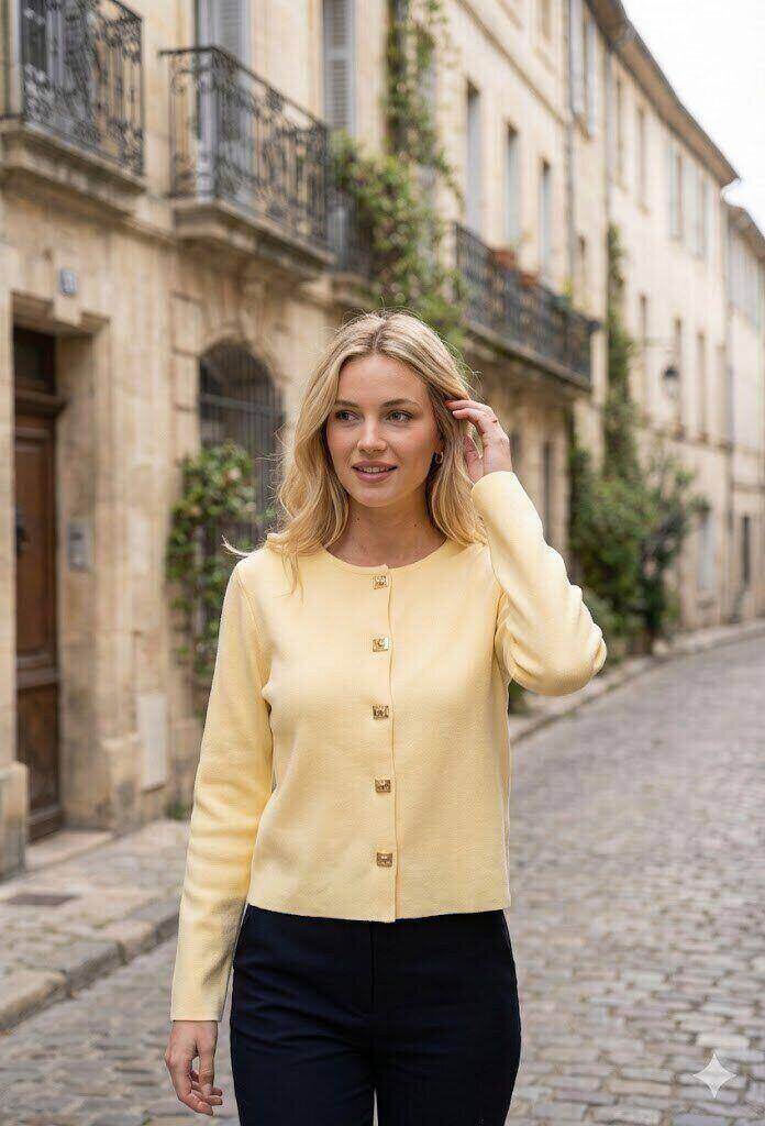 Wholesaler By Clara - Lightweight button-up sweater with long sleeves