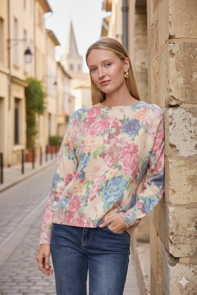 Wholesaler By Clara - Printed long-sleeve sweater