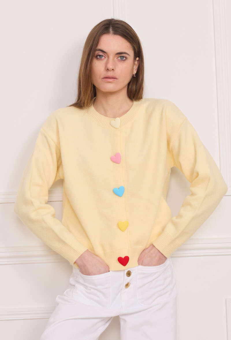 Wholesaler By Clara - Pastel Heart-Button Cardigan – Cute & Cozy