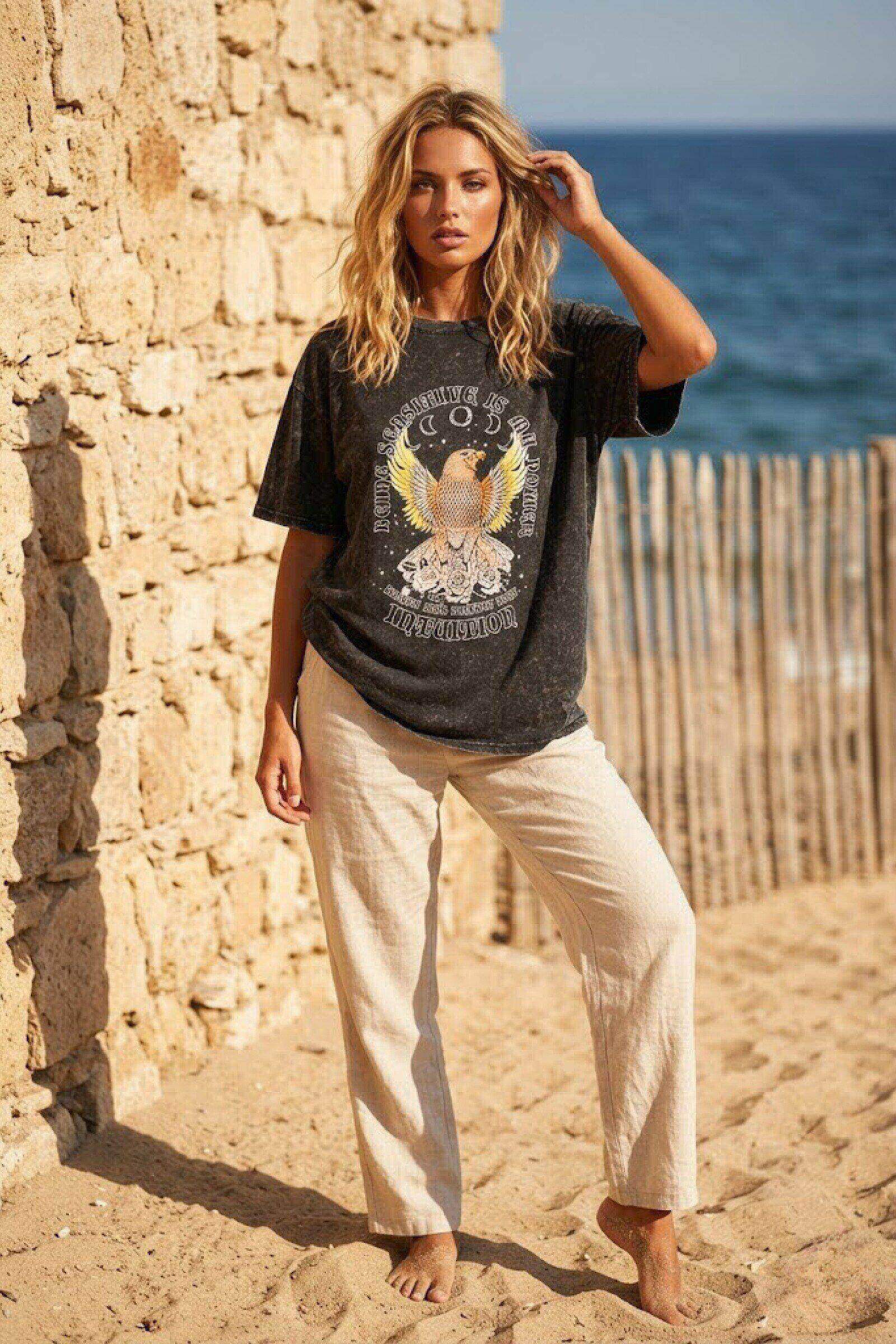 Grossiste By Clara - Tshirt imprimé aigle et lune