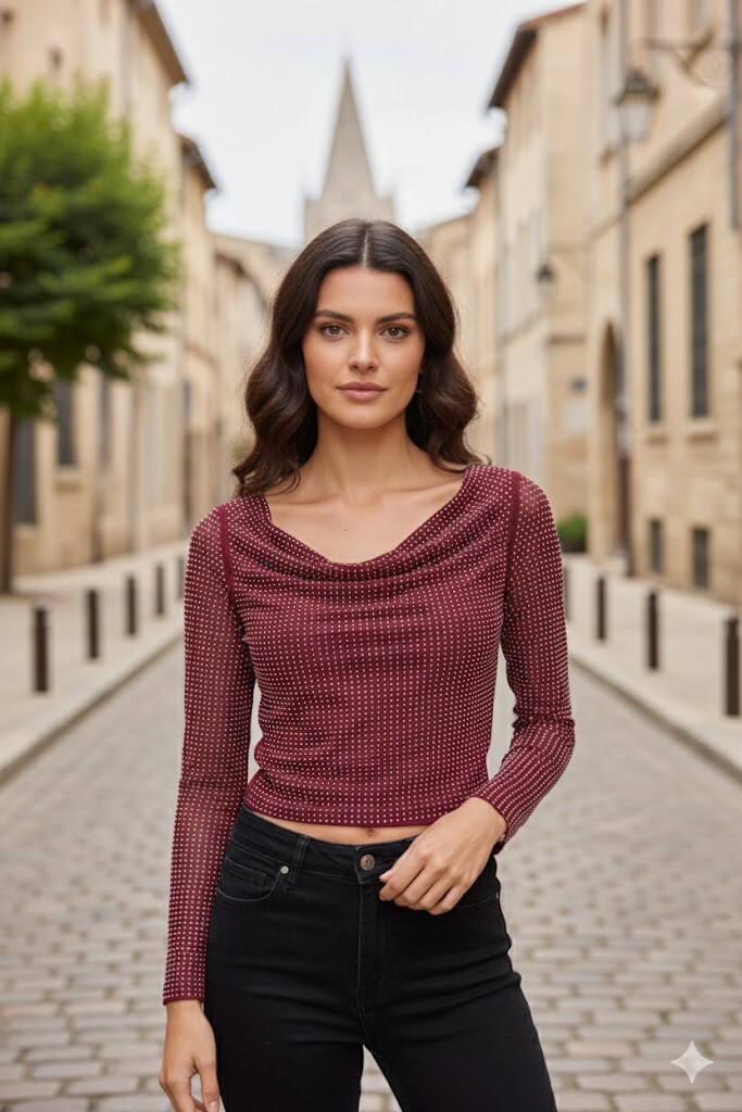 Wholesaler By Clara - Elegant Polka Dot Top