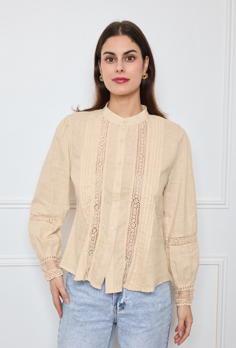 Wholesaler By Clara - Vintage Lace Hollow-Out Blouse - Elegant & Feminine