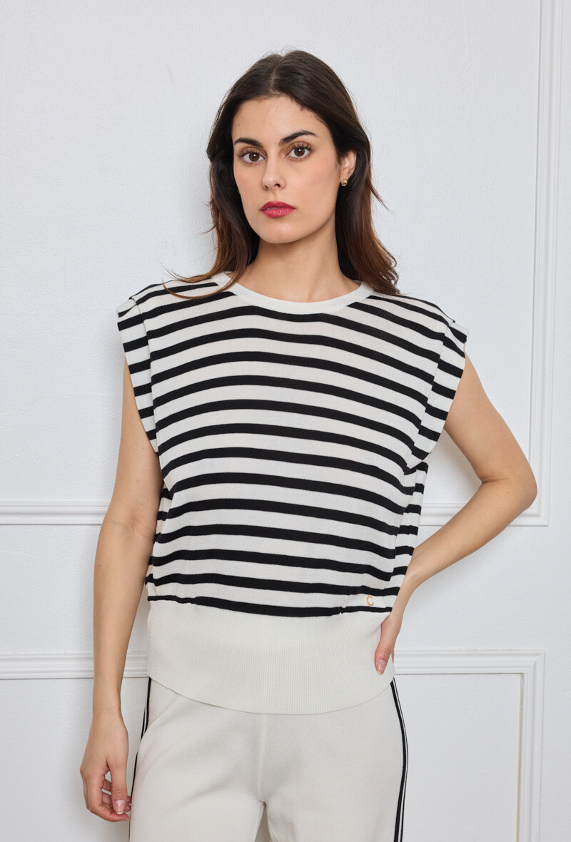 Wholesaler By Clara - Sleeveless Striped Knit Top – Parisian Chic