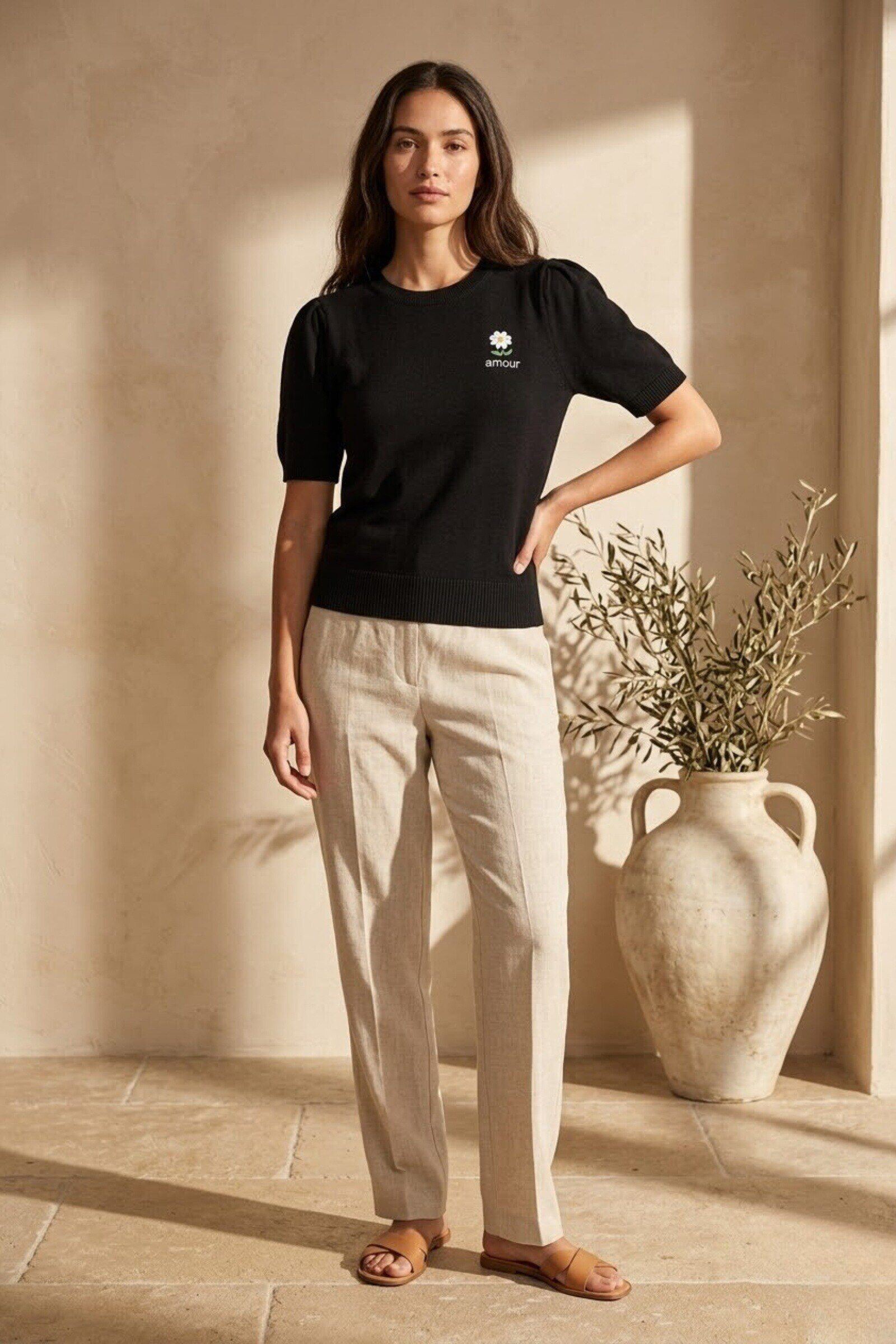 Wholesaler By Clara - Ruffled Shoulder Knit Sweater