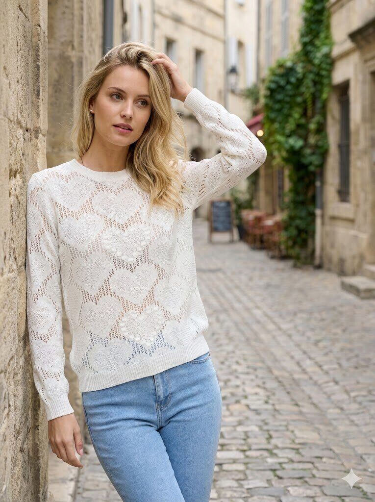 Wholesaler By Clara - Long-sleeve open-knit sweater