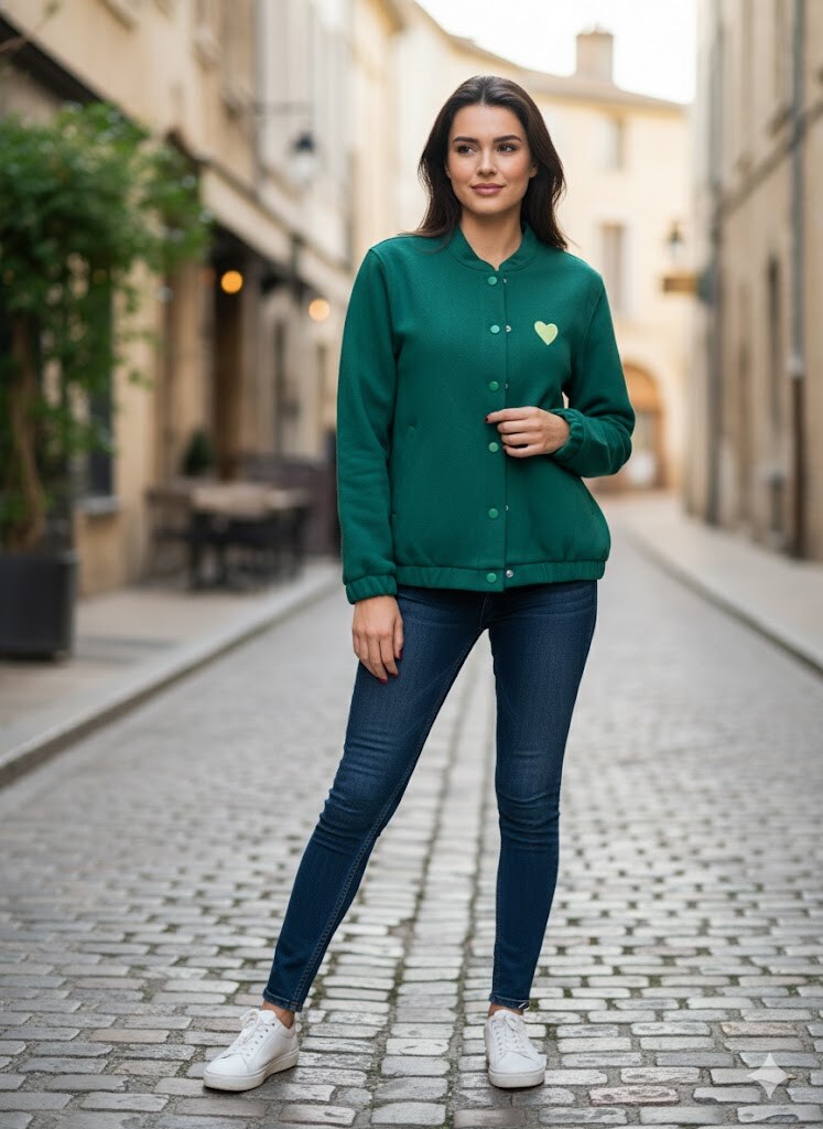 Wholesaler By Clara - Buttoned jacket with embroidered heart