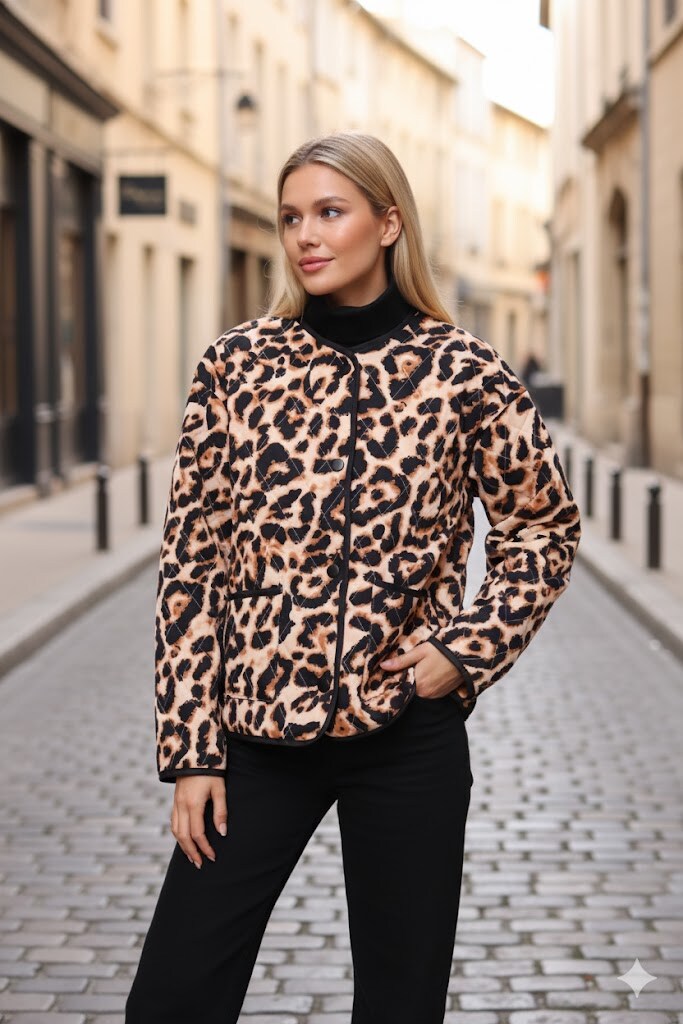 Wholesaler By Clara - Women's Leopard Print Jacket