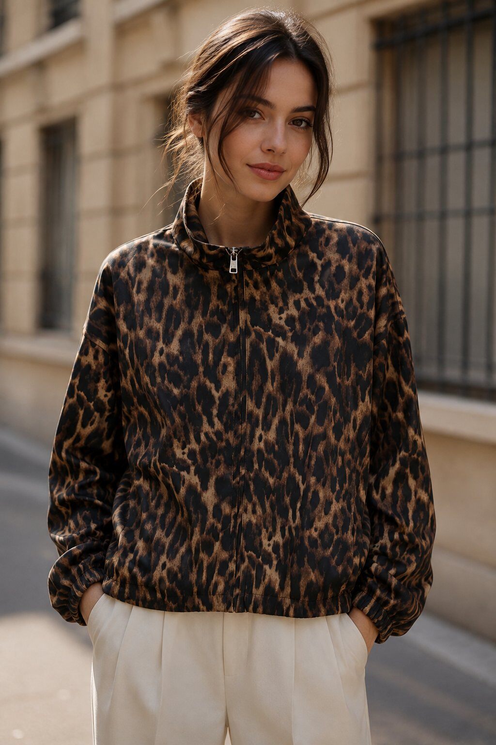 Mayorista By Clara - Chaqueta de estampado de leopardo