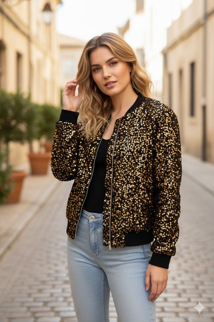 Wholesaler By Clara - Sequin jacket with zipper