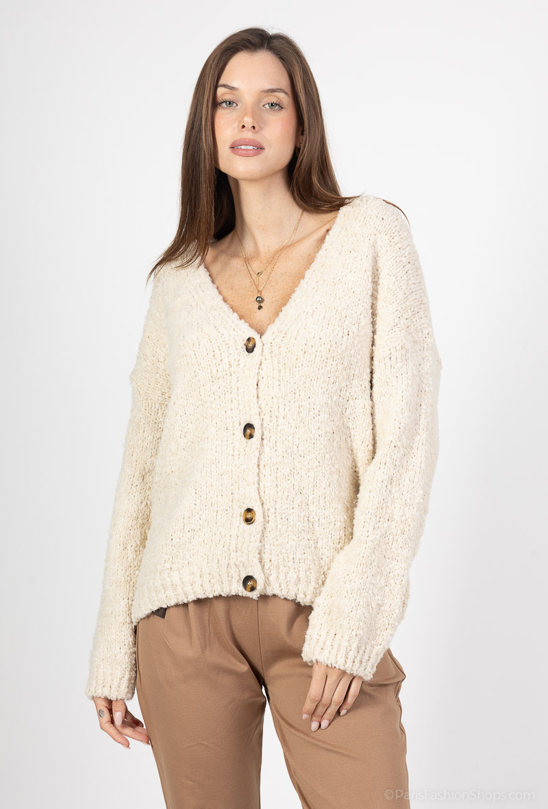 Grossiste HERYA - Gilet bouclette boutons