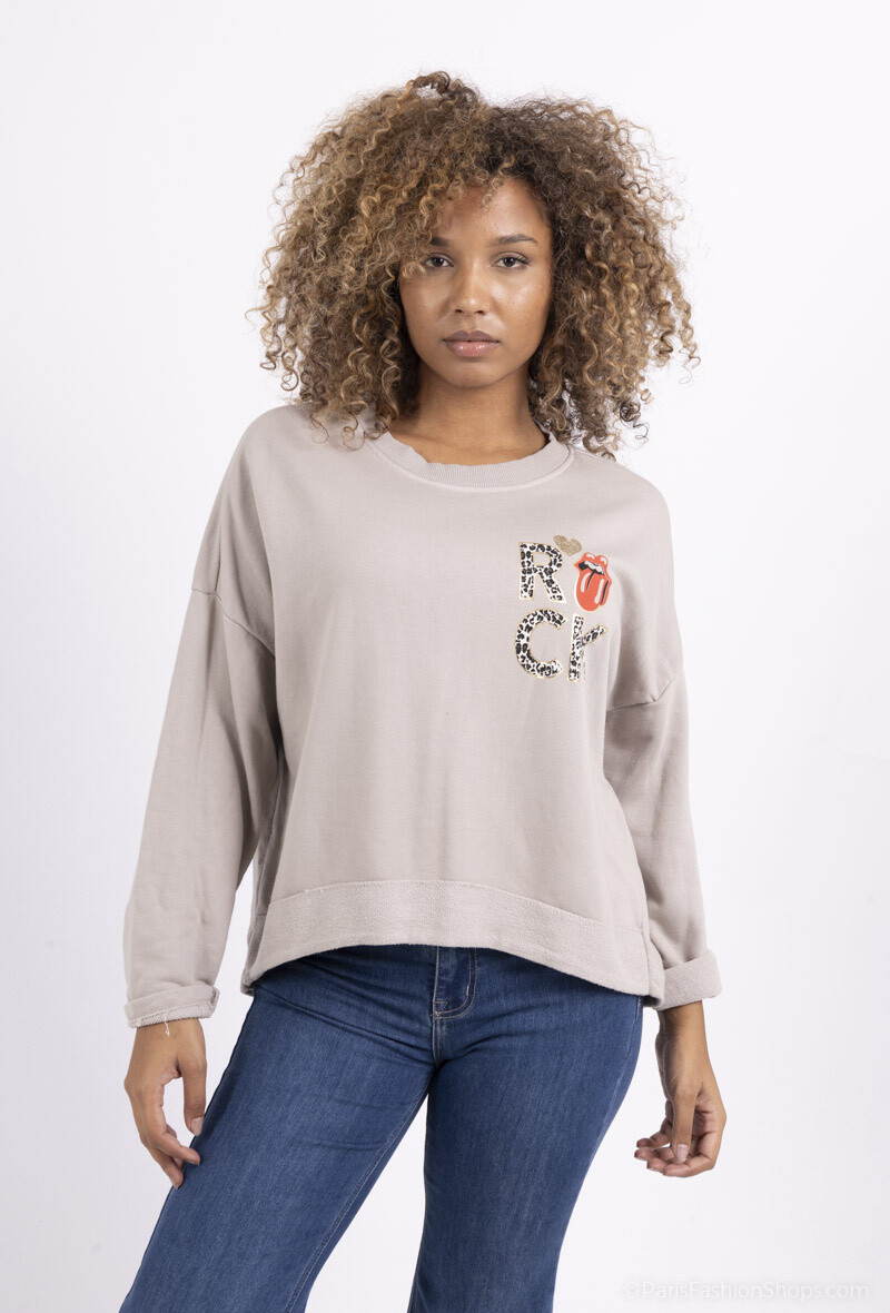 Wholesaler BY COCO - ROCK printed sweatshirt front and back