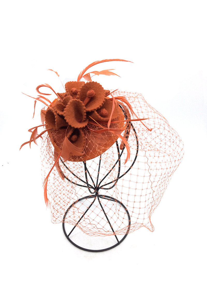 Wholesaler By Oceane - Pillbox hair band with tulle, floral felt and feather deco