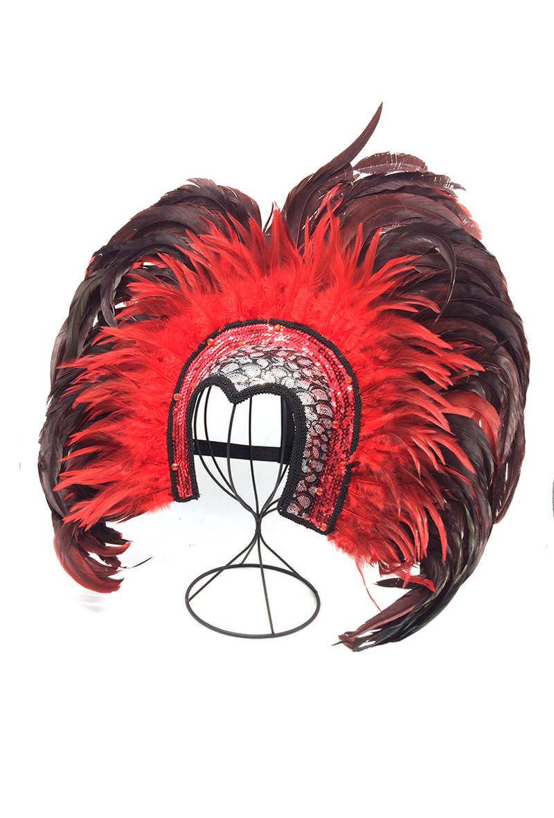 Wholesaler By Oceane - MASQUERADE HEAD PIECE DECORATED WITH SEQUINS. BIG VOLUME FEATHERS AROUND