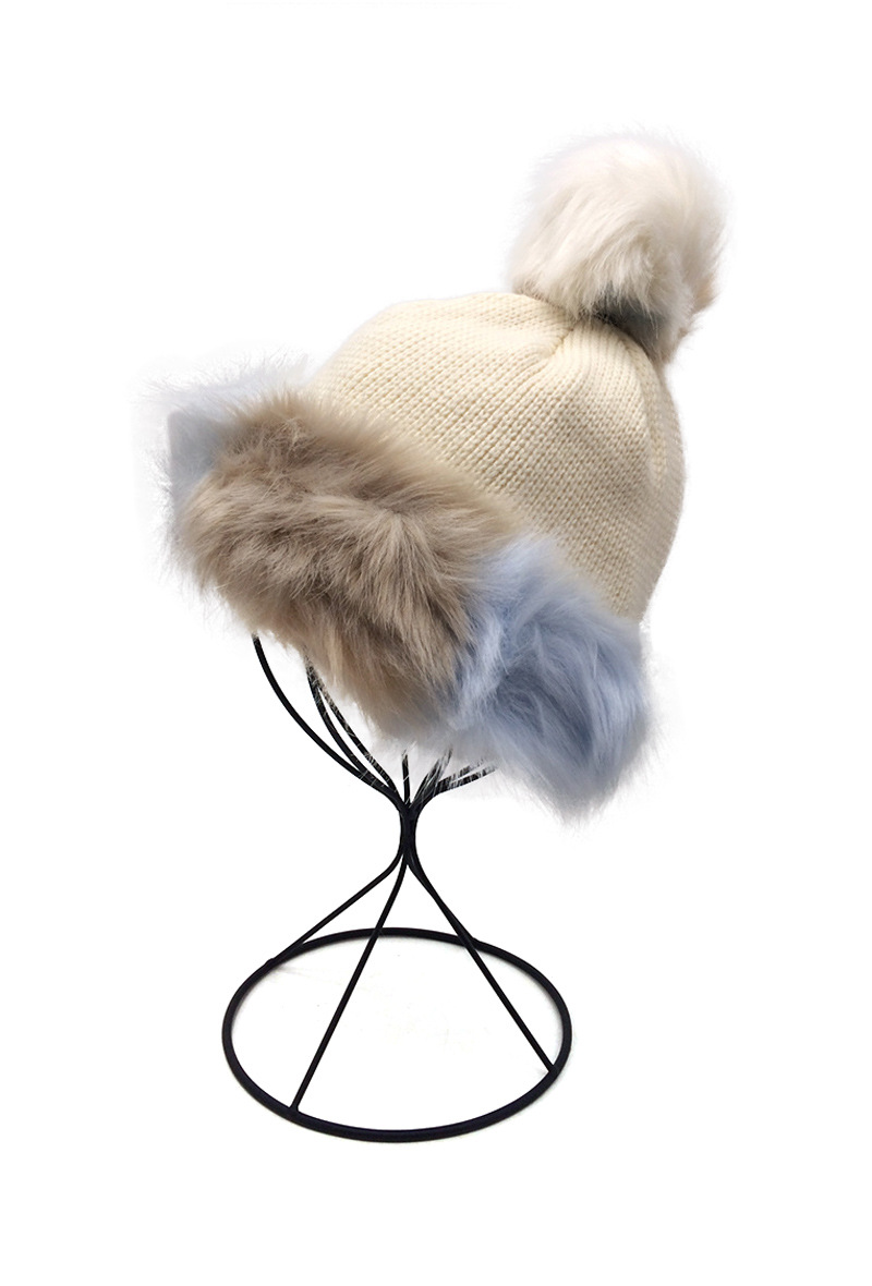 Grossiste By Oceane - BONNET AVEC REVERS EN FAUSSE FOURRURE DE RENARD, COULEUR ASSORTI