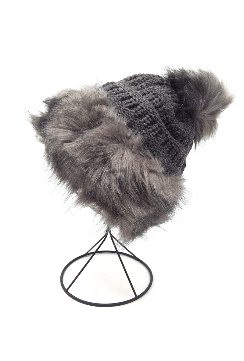 Grossiste By Oceane - BONNET AVEC REVERS EN FAUSSE FOURRURE DE RENARD, COULEUR ASSORTI