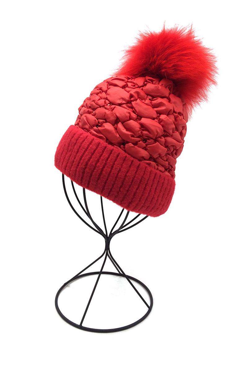 Großhändler By Oceane - DAUNENMÜTZE IM STIL, MIT STRASS-VERZIERUNG-FLEECEFUTTER-ABNEHMBARER POMPON