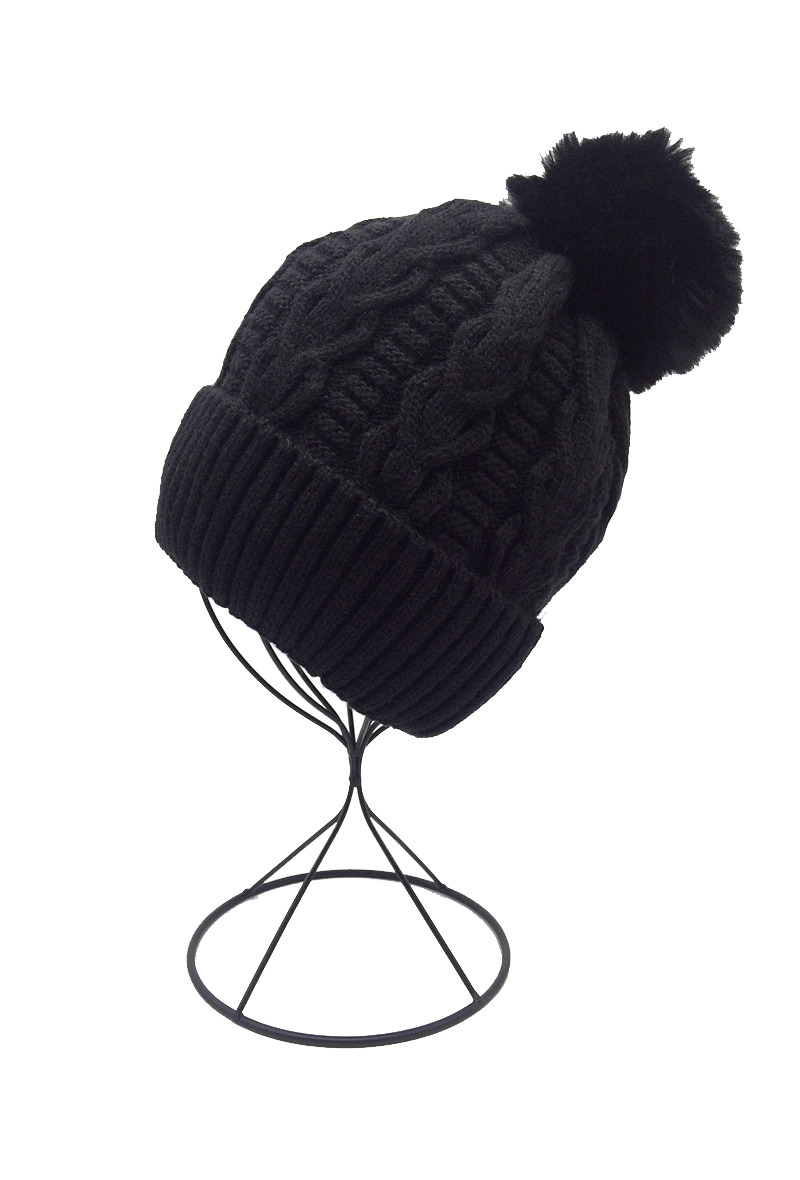Grossiste By Oceane - BONNET TRESSÉ AVEC REVERS-DOUBLURE POLAIRE,  POMPON AMOVIBLE