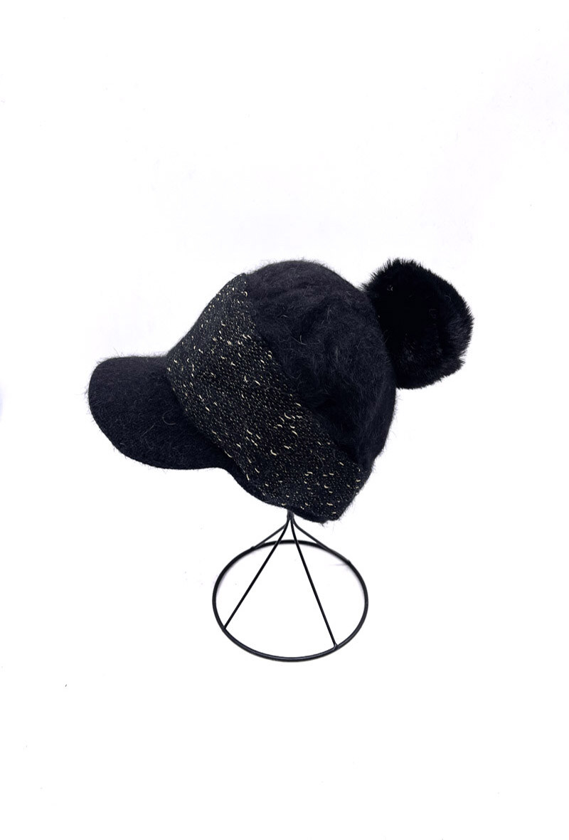 Wholesaler By Oceane - BEANIE CAP-FLEECE LINING, REMOVABLE POM-POM