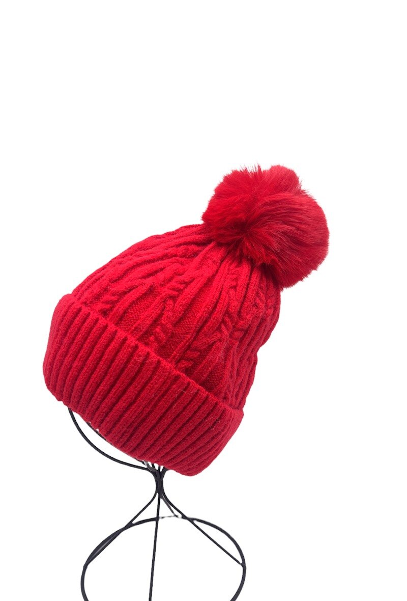 Wholesaler By Oceane - Bobble hat with snowflake brooch on the front