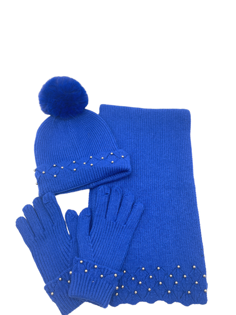 Wholesaler By Oceane - Hat scarf glove set with small pearls
