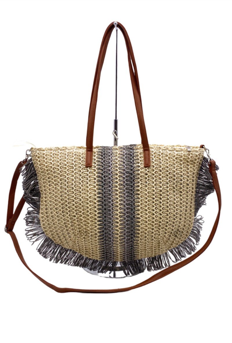 Wholesaler By Oceane - Half moon shoulder bag decorated with fringes around