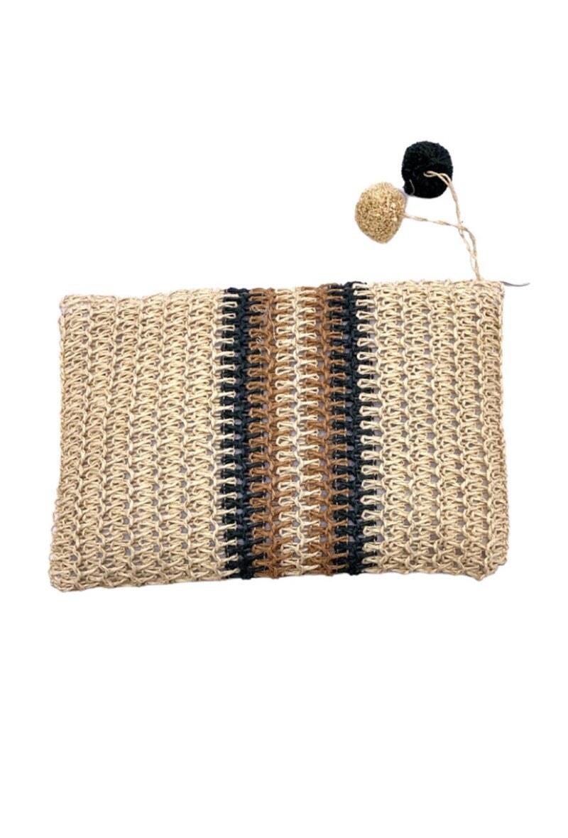 Wholesaler By Oceane - Paper pouch decorated with a band in the middle and two colored pompoms
