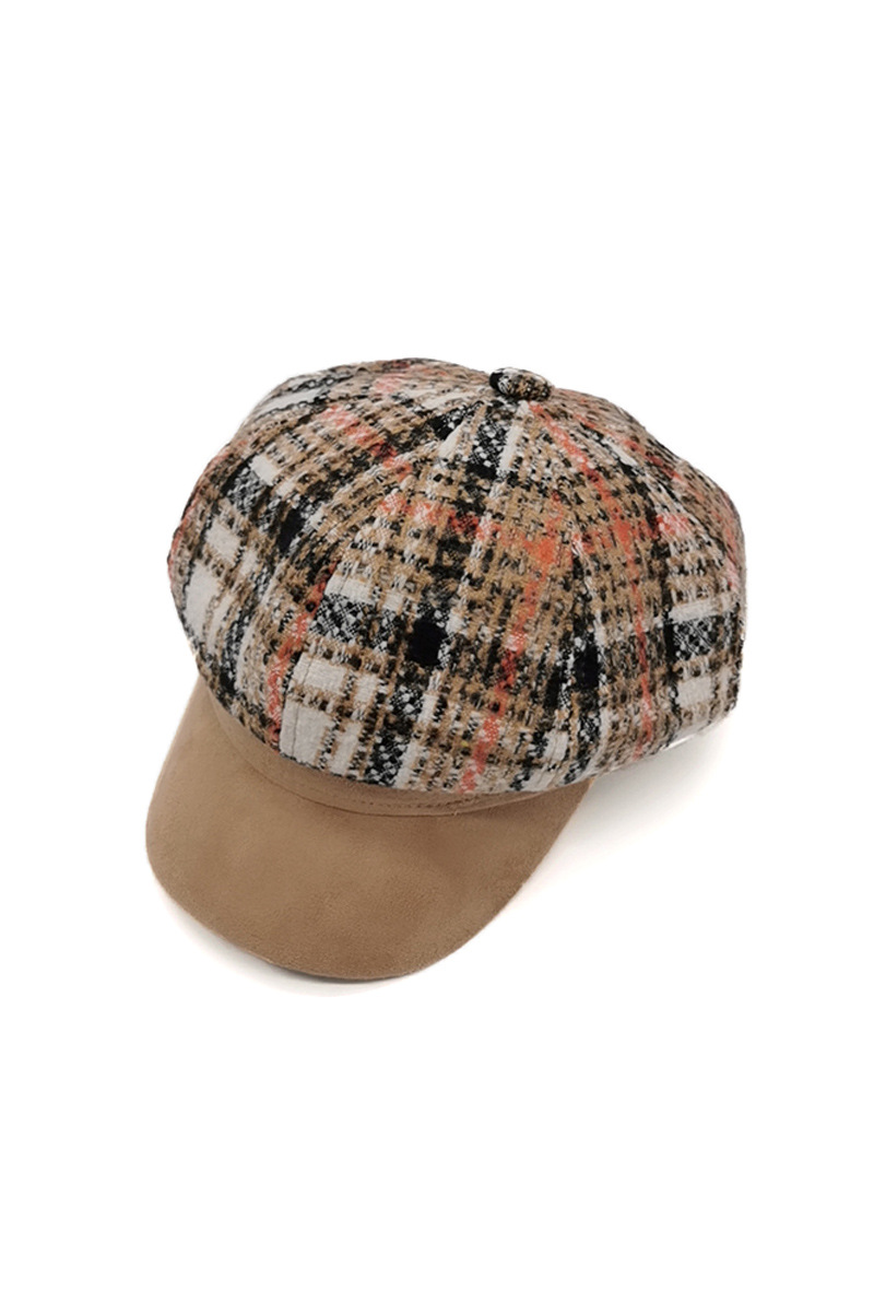 Grossiste By Oceane - CASQUETTE DE NEWSBOY EN TISSU TWEED AVEC BORD EN CUIR