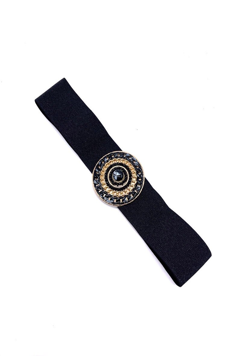 Wholesaler By Oceane - Round buckle belt with chain and stone ornament