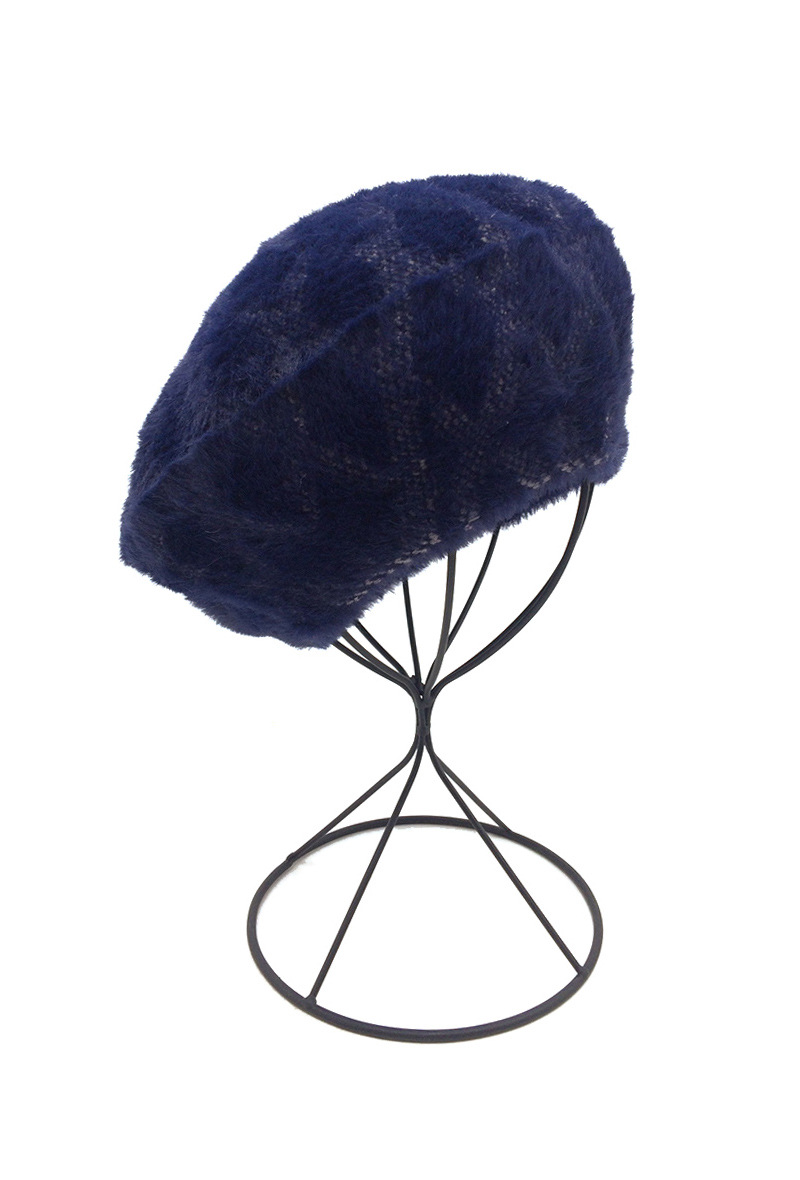 Grossiste By Oceane - BÉRET MÉLANGÉ À DE L'ANGORA, TISSU À MOTIFS DE DIAMANTS