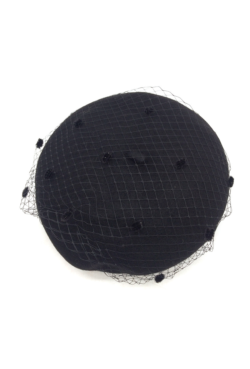 Wholesaler By Oceane - WOOL BERET COVERED WITH TULLE. RIBBON TO ADJUST THE SIZE