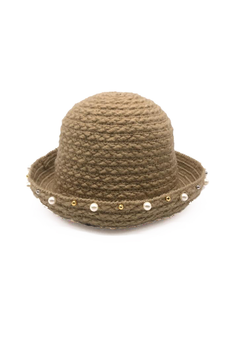 Großhändler By Oceane - HUT AUS STROHBAND MIT PERLE UND MINI-FACETTENKUGEL DEKO