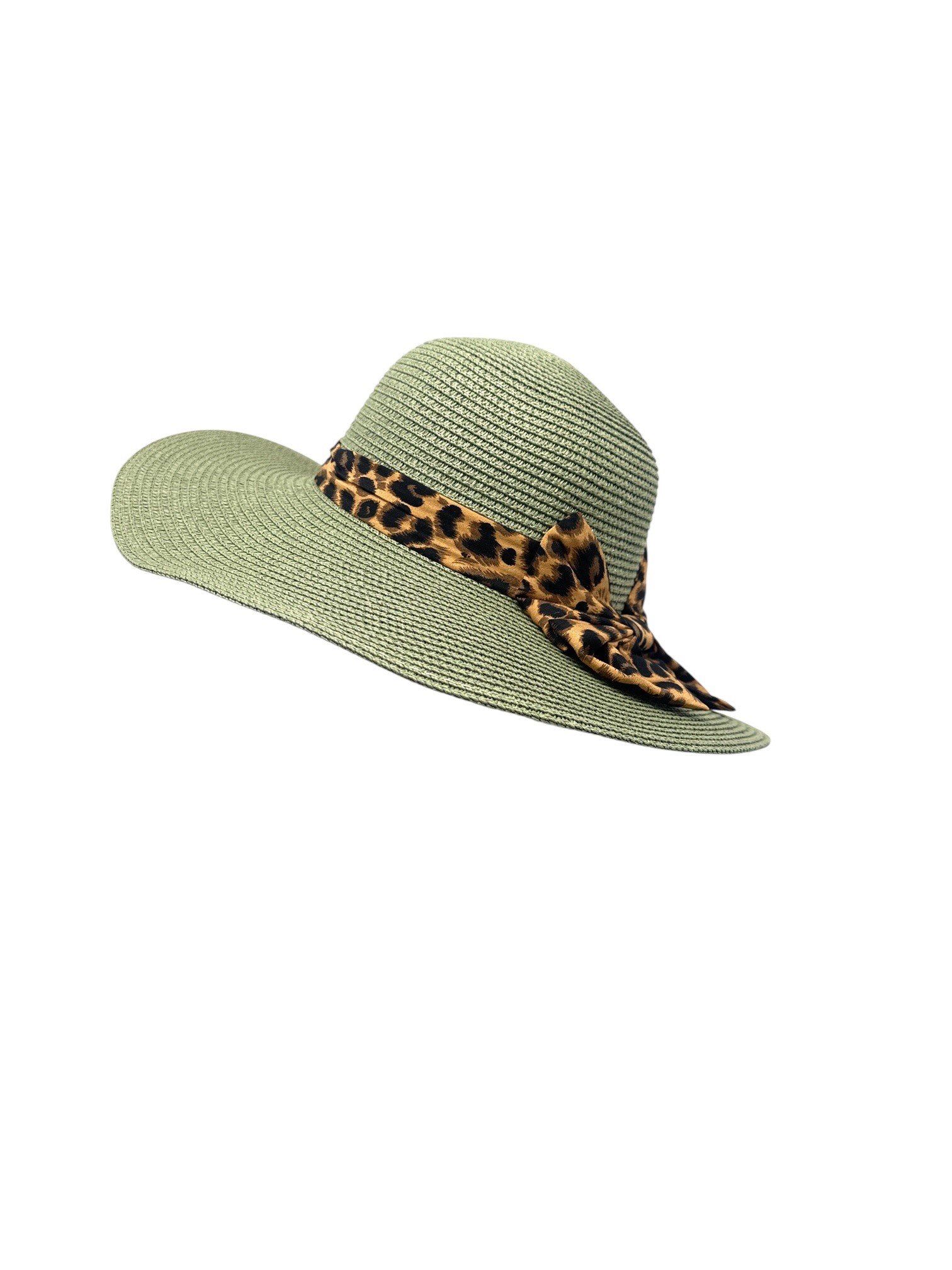 Grossista By Oceane - Cappelli a tesa larga con fiocco leopardato