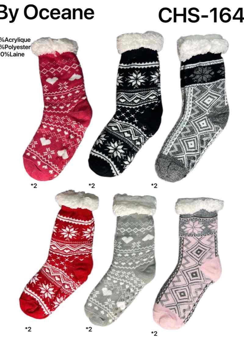 Wholesaler By Oceane - Christmas pattern socks with plush fur- Mixed pattern