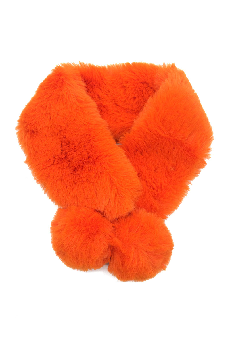 Grossiste By Oceane - ÉCHARPE AVEC DEUX POMPON ELASTIQUE EN FAUSSE FOURRURE DE LAPIN