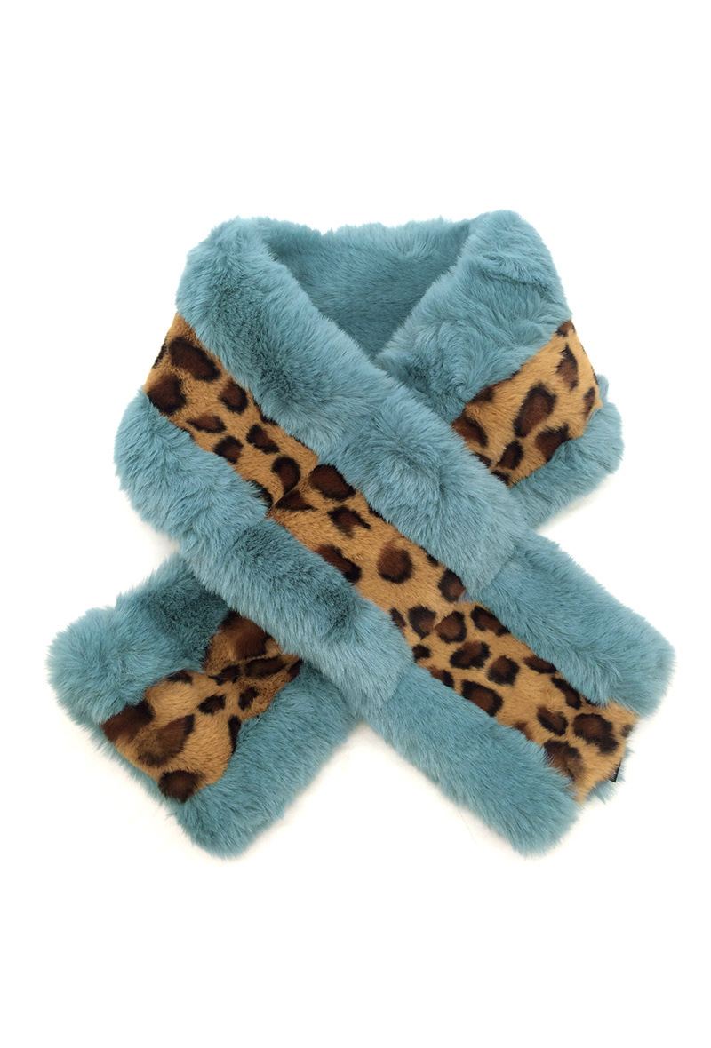 Grossiste By Oceane - COL EN FAUSSE FOURRURE DE LAPIN, LE CENTRE EN IMPRIMÉ LEOPARD