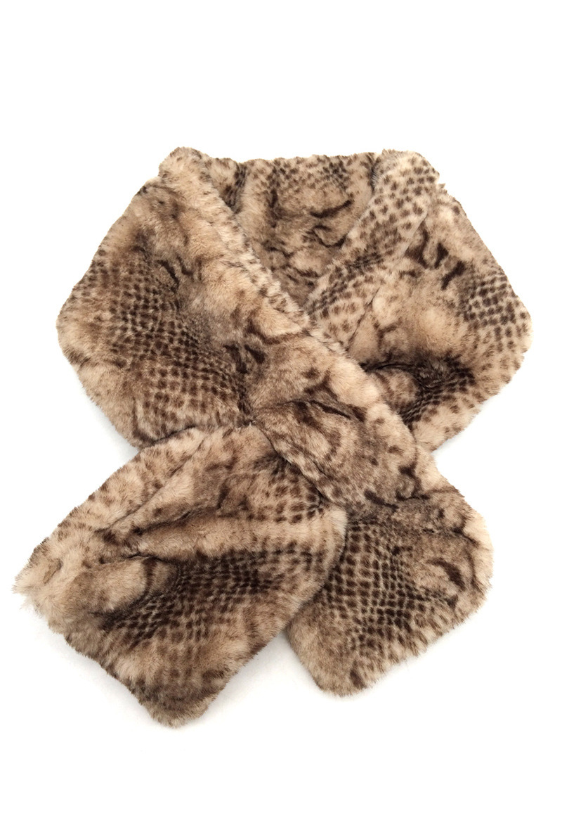 Wholesaler By Oceane - FAKE FUR SCARF IN SNAKE PRINTED FABRIC