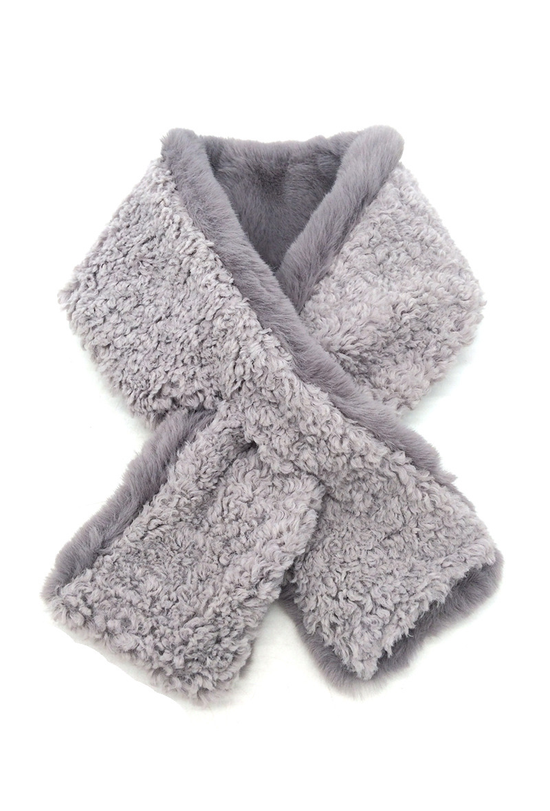 Wholesaler By Oceane - DOUBLE LAYERED FAKE FUR SCARF, ONE SIDE SHEEP AND THE OTHER SIDE MINK
