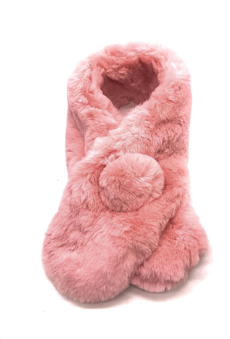 Wholesaler By Oceane - POMPON IMITATION RABBIT SCARF