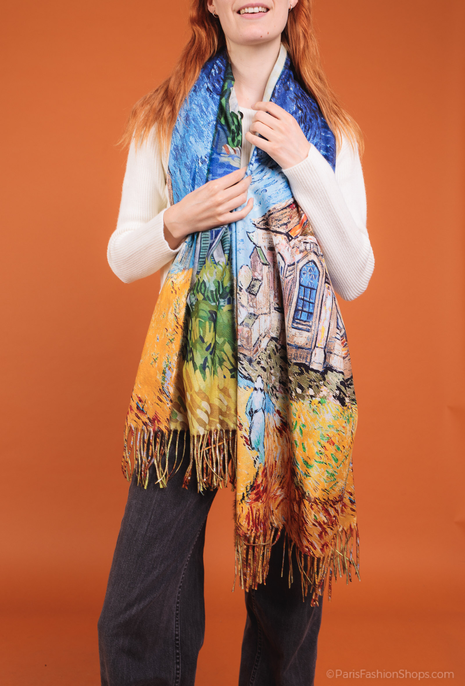 Großhändler By Oceane - Bedruckter Schal mit Fransen