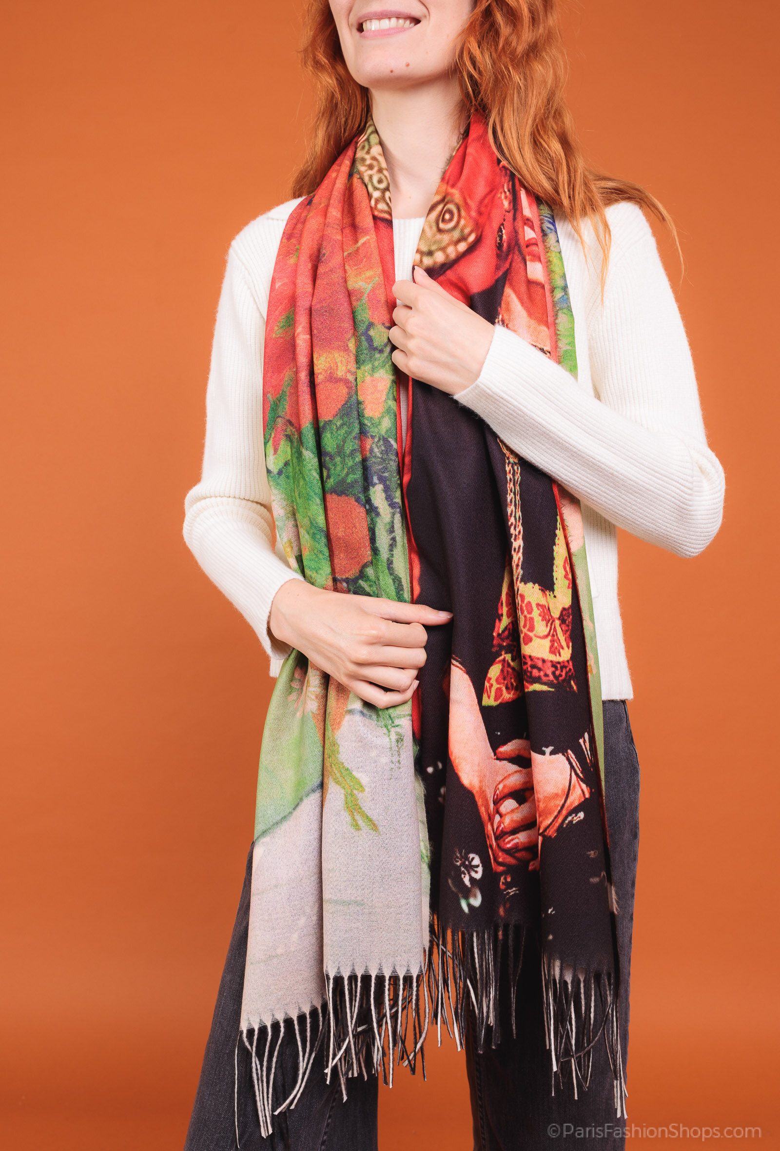 Wholesaler By Oceane - Printed scarf with fringes
