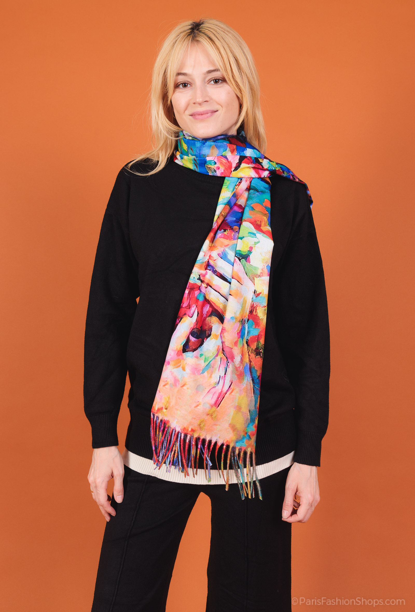 Großhändler By Oceane - Bedruckter Schal mit Fransen